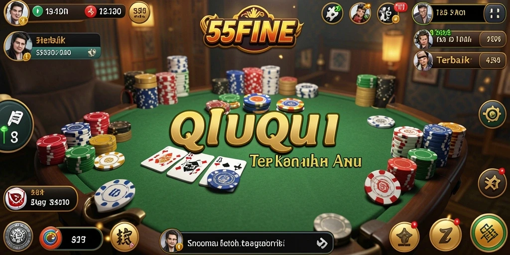 Tampilan gameplay seru dari 55FIVE yang melibatkan strategi QiuQiu.