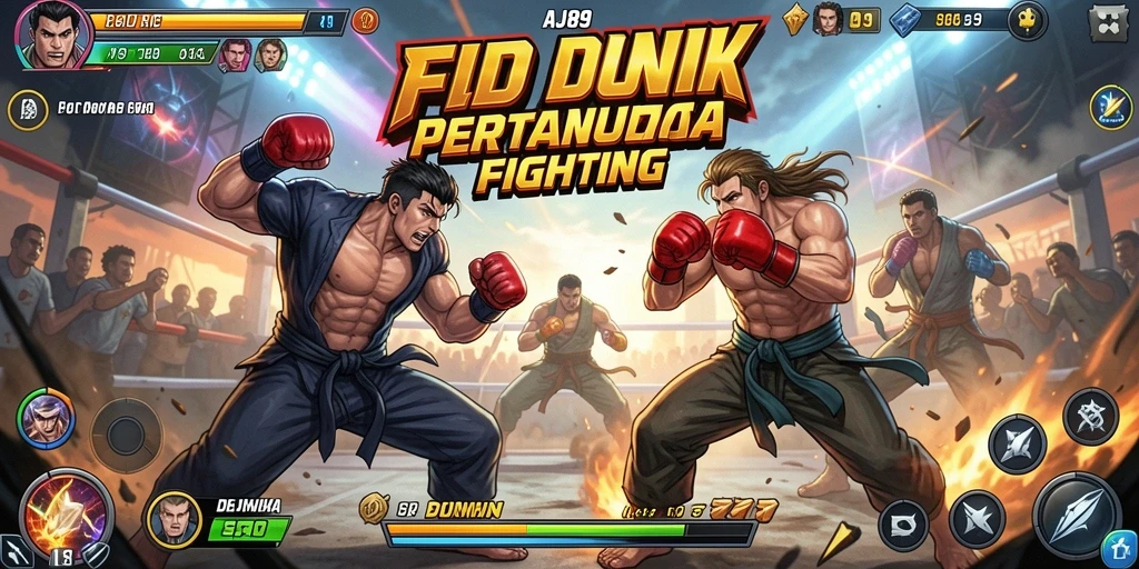 Screenshot AJO89 menunjukkan pertarungan seru dengan efek grafis menakjubkan.