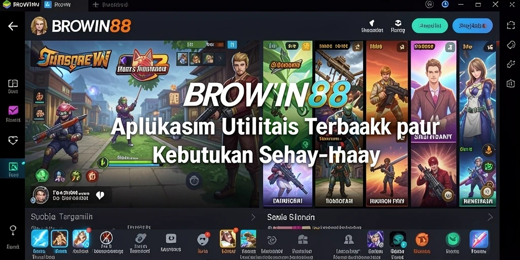 Tampilan utama BROWIN88 dengan berbagai fitur utilitas.