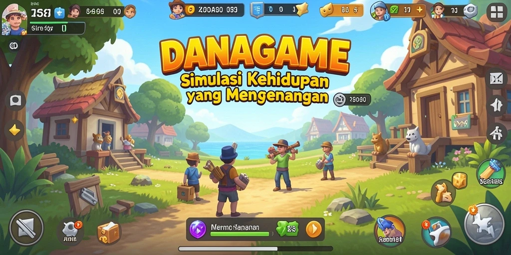 Tampilan gameplay menarik dalam DANAGAME yang menunjukkan simulasi kehidupan.