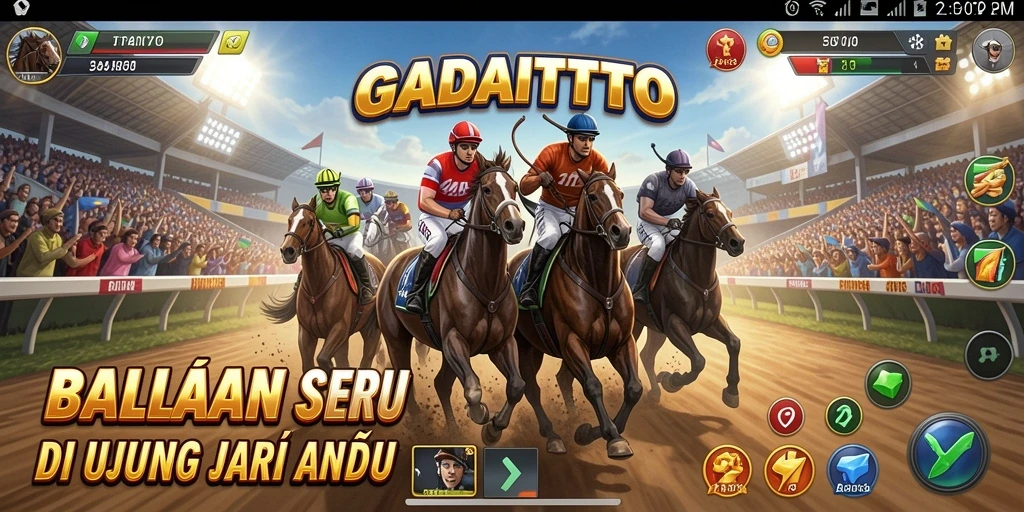 Tampilan gameplay seru GADAITOTO yang penuh aksi balapan.