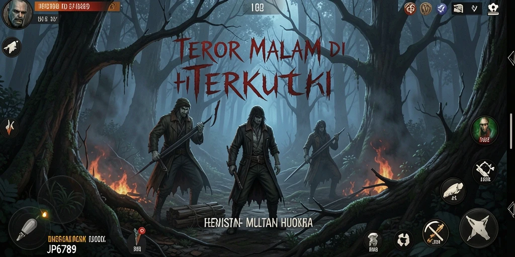 Gameplay menegangkan JP6789 di tengah hutan gelap.