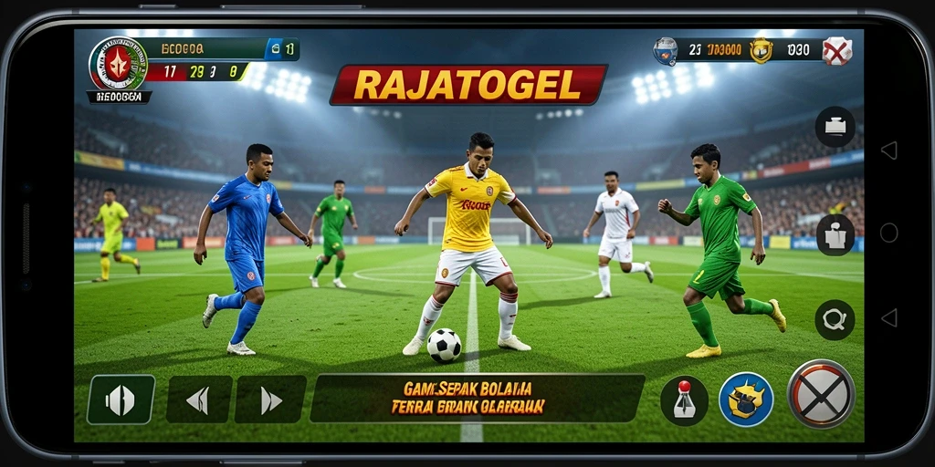 Tampilan gameplay menarik dalam RAJATOGEL dengan aksi sepak bola yang mendebarkan.