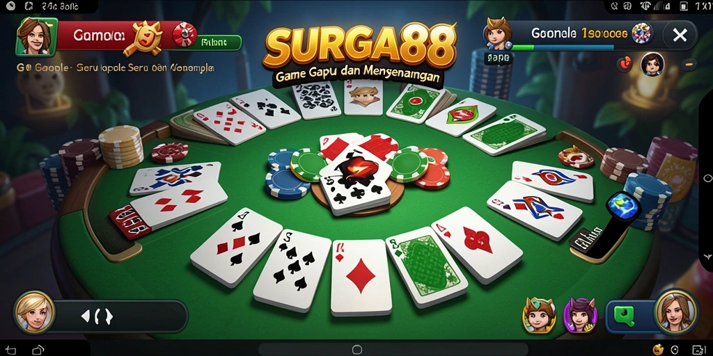 Screenshot gameplay seru dari SURGA88 yang menampilkan momen pertarungan Gaple.