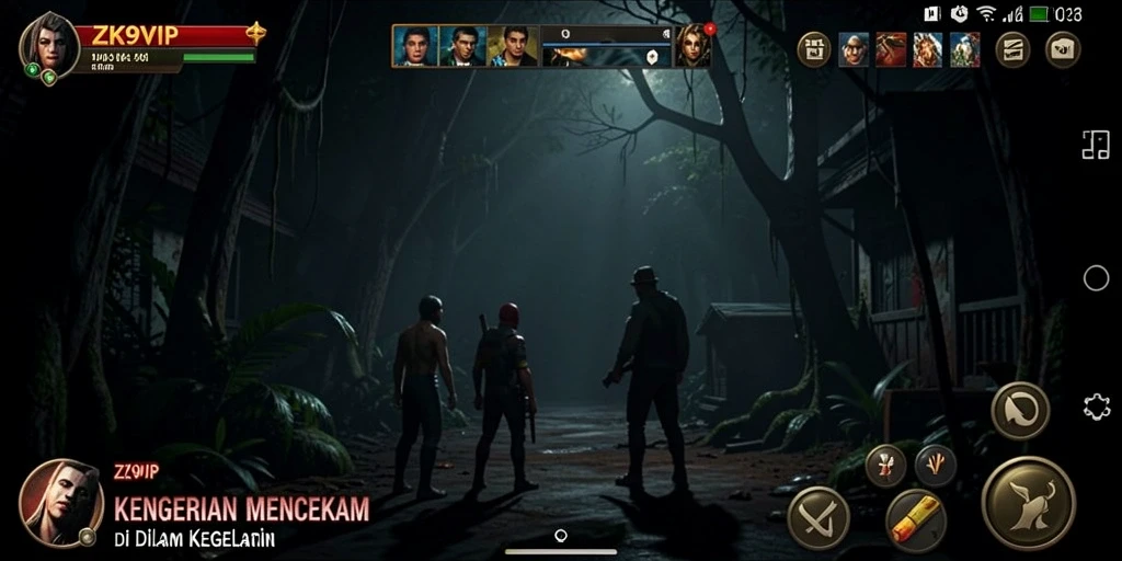 Tampilan gameplay ZK9VIP dengan suasana horor yang mencekam.