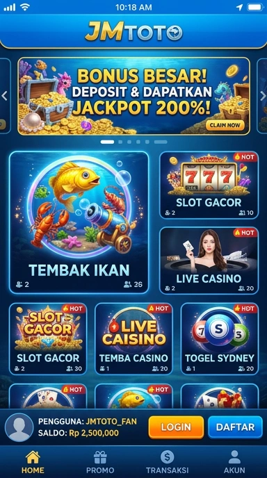 Tangkapan layar fitur unggulan aplikasi di jmtoto.